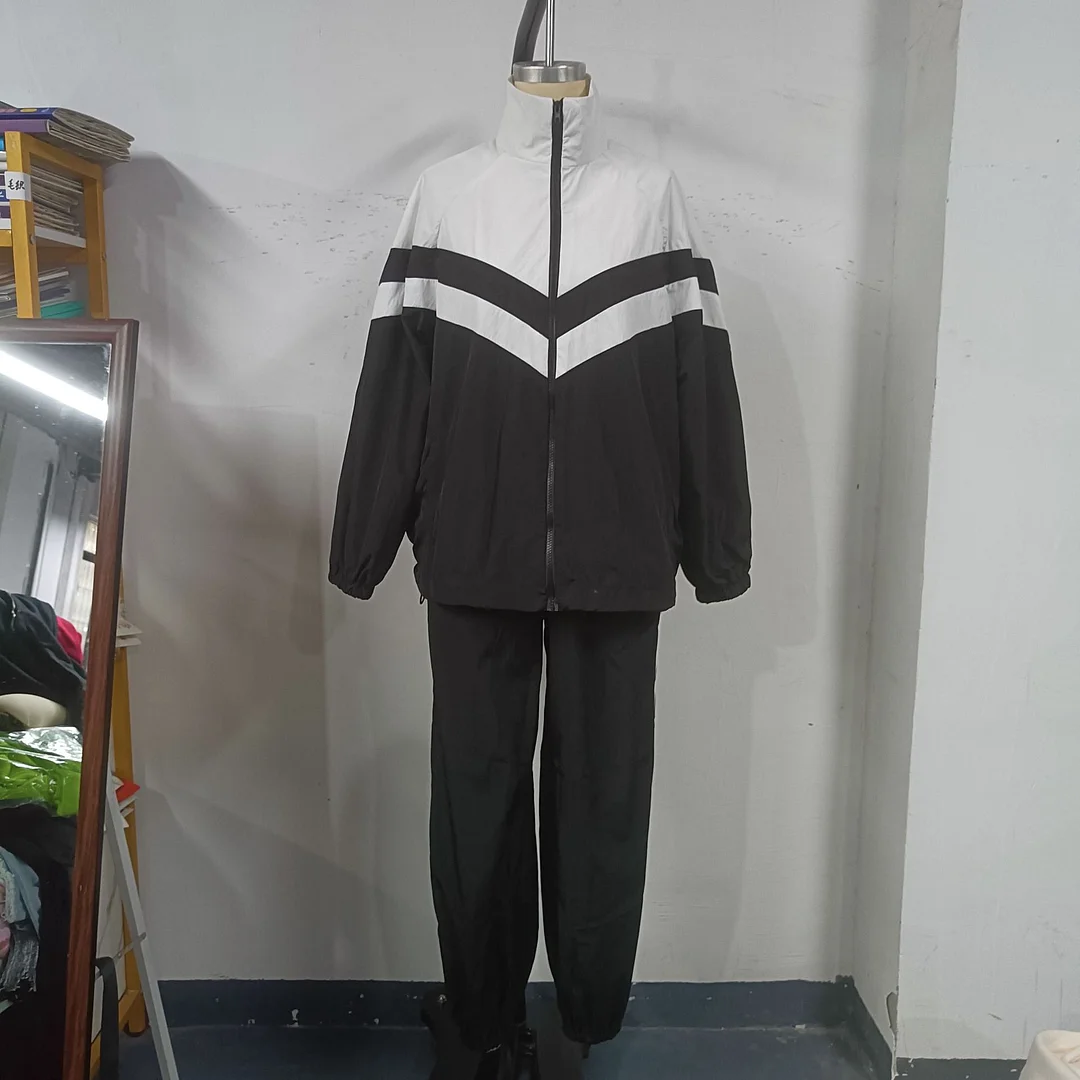 Athvotar Athvotar Women's Fashion Street Sports Style Spliced Wind Jacket Set Two Sets Of Women's Spring And Autumn Loose Breathability