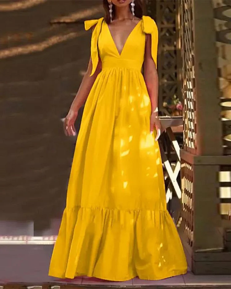 V-neck Loose Dress with Suspenders