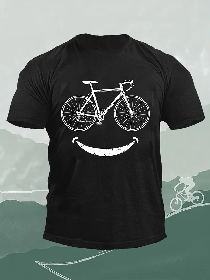 Cycling Smiley Printed Men's T-Shirt in  mildstyles