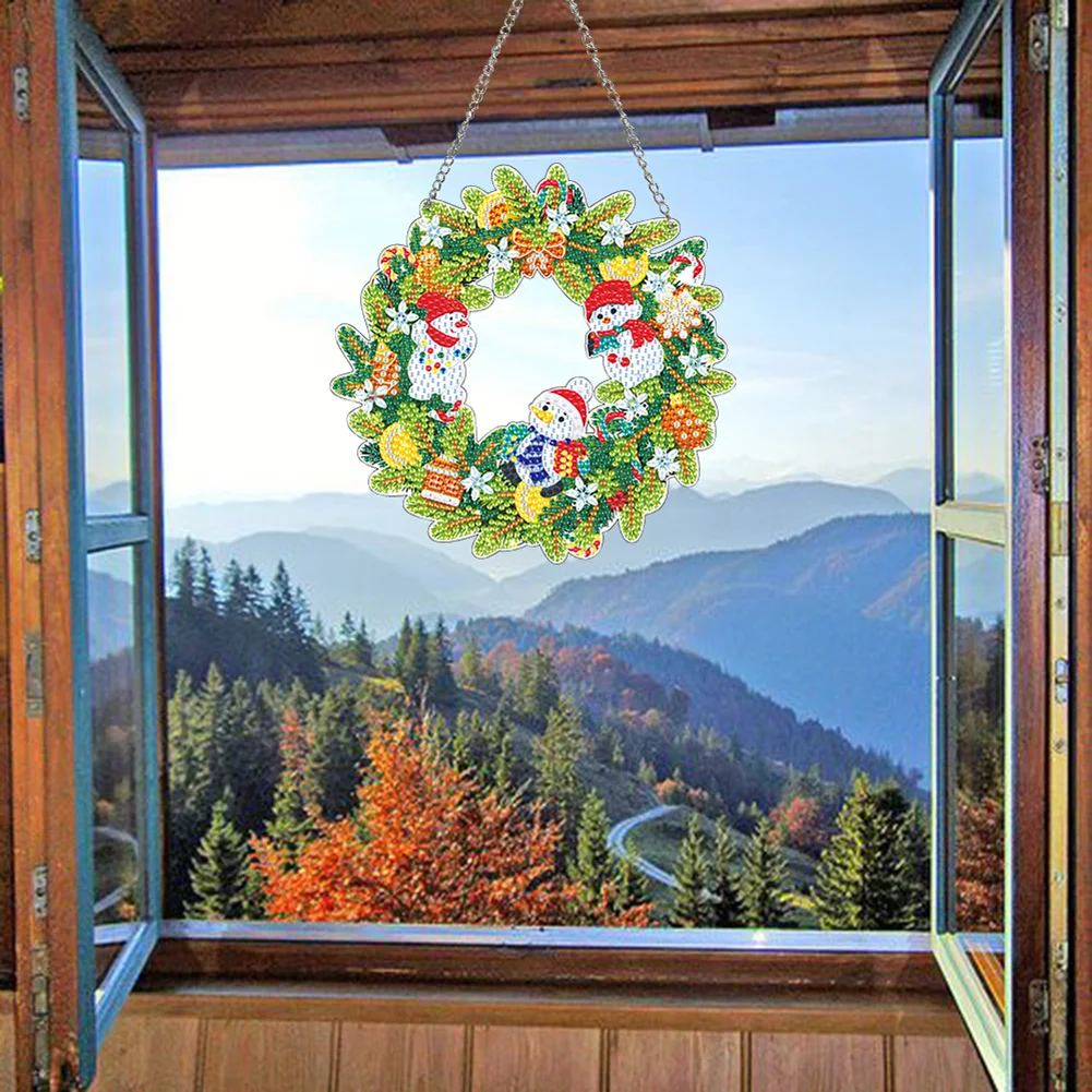 DIY Xmas Wreath Special Shaped Full Drill Garland Crystal Painting Wreath Kit Single Side Diamond