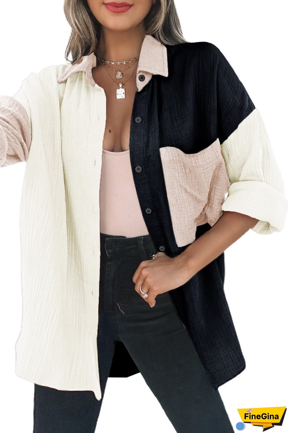 Linen Blend Shirt with Buttons
