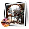 Weihnachten verschneite Fensterbank - runder Bohrer Diamantmalerei - 40*40cm
