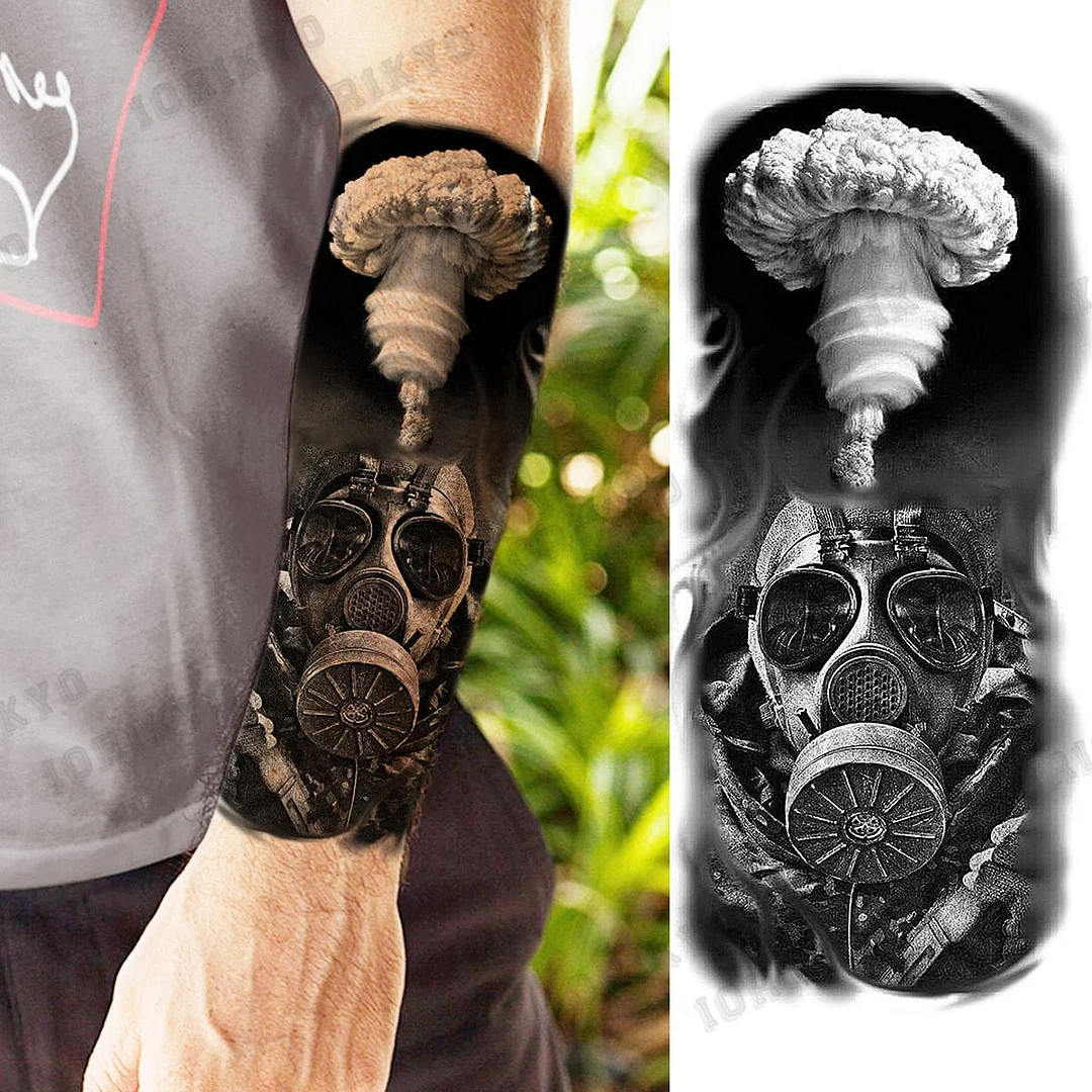 Realistic Devil Skeleton Temporary Tattoos For Men Adult Women Wolf Compass Gangster Fake Tattoo Washable Body Art Tatoo Sticker