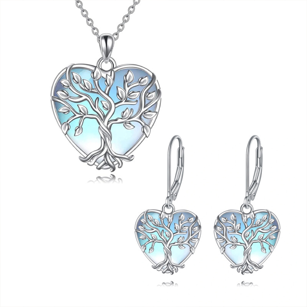 Life Tree Moonstone Earrings Necklace elevenforest