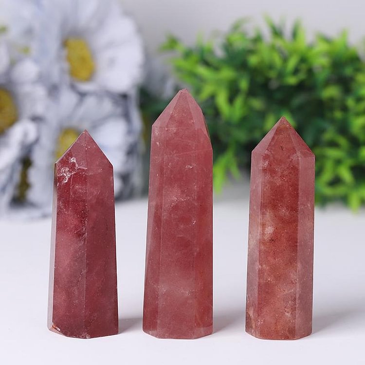 Natural Wand Strawberry Towers Points Bulk Decoration