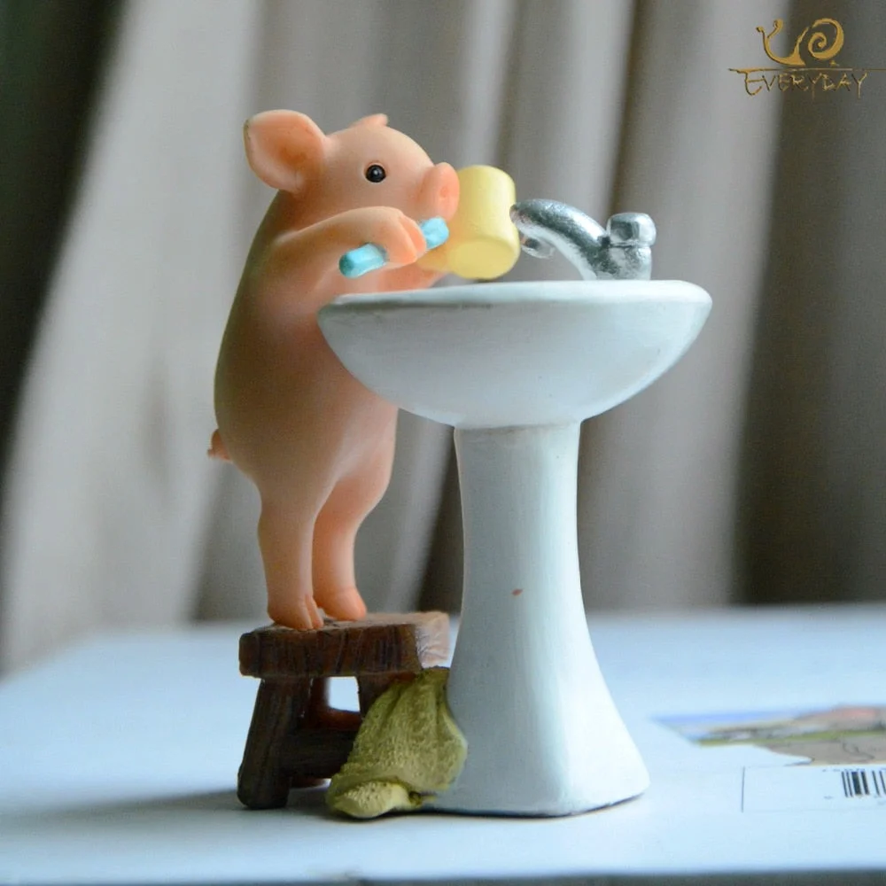 Everyday Collection Home Decor Garden Miniature Animal Figurines Desktop Decoration Cute Pig Figure Toys Gift for Children