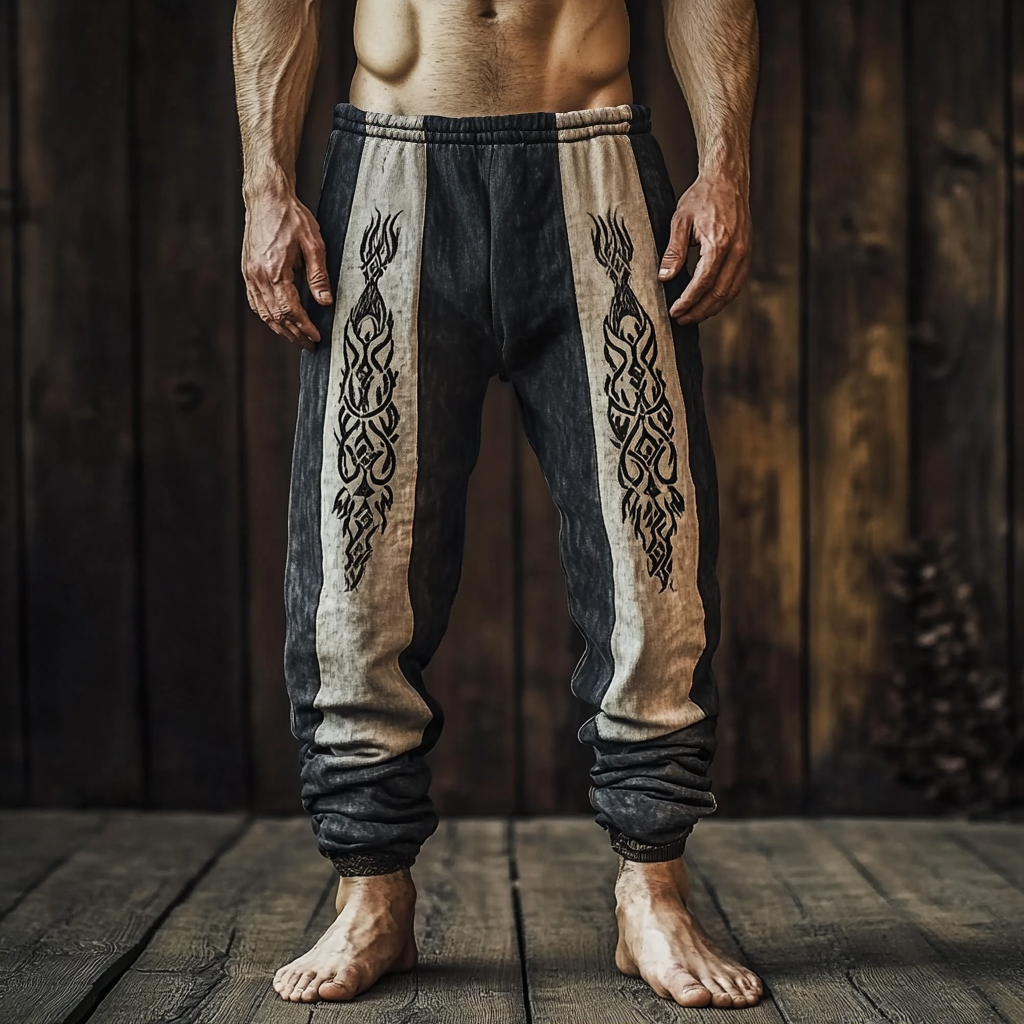 Men's Viking Tribal Celtic Dragon Knot Art Casual Pants