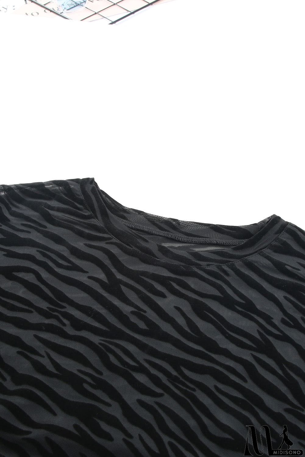 MidiSono - Zebra Print Drop Shoulder Long Sleeve Top