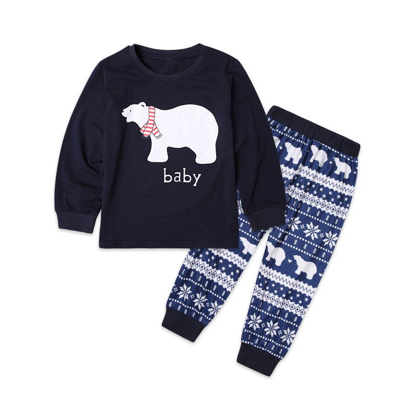 Christmas Pajamas Family Sets Deep Blue Animal Printed Top and Pant 2 Piece Sets  Novameme