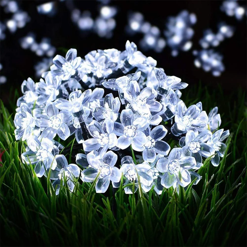Outdoor LED Solar String Flower Lights for Garden & Pond