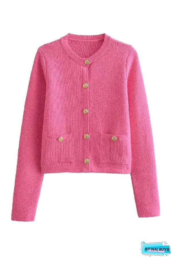 GOLDEN BUTTON KNIT CARDIGAN