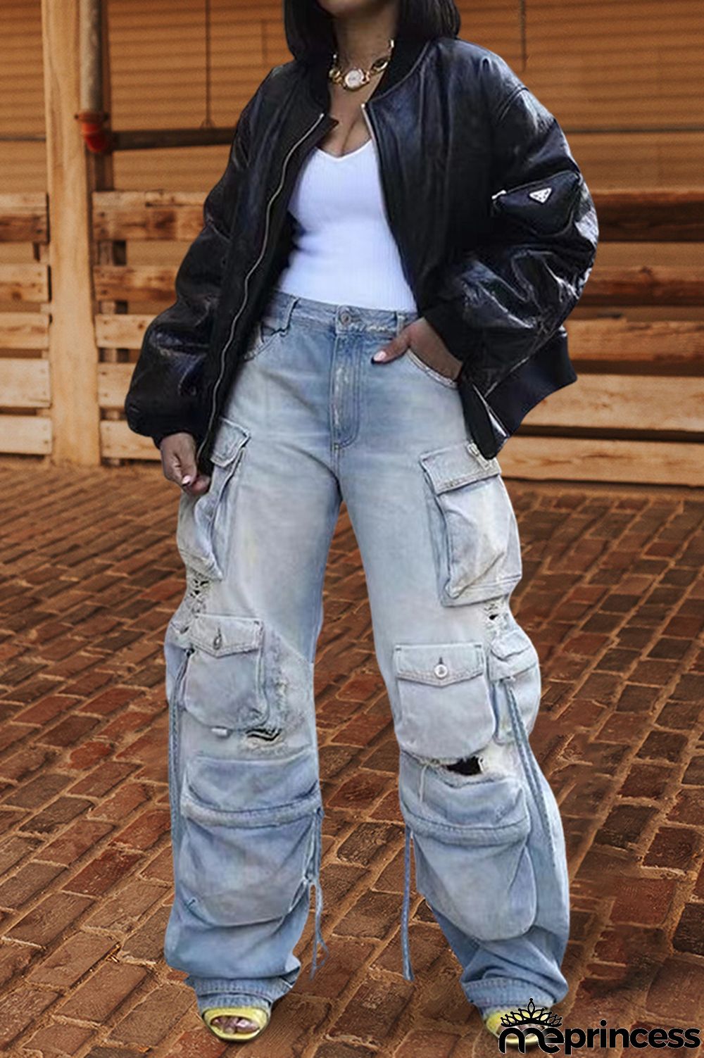 Retro Casual Multi-pocket Jeans