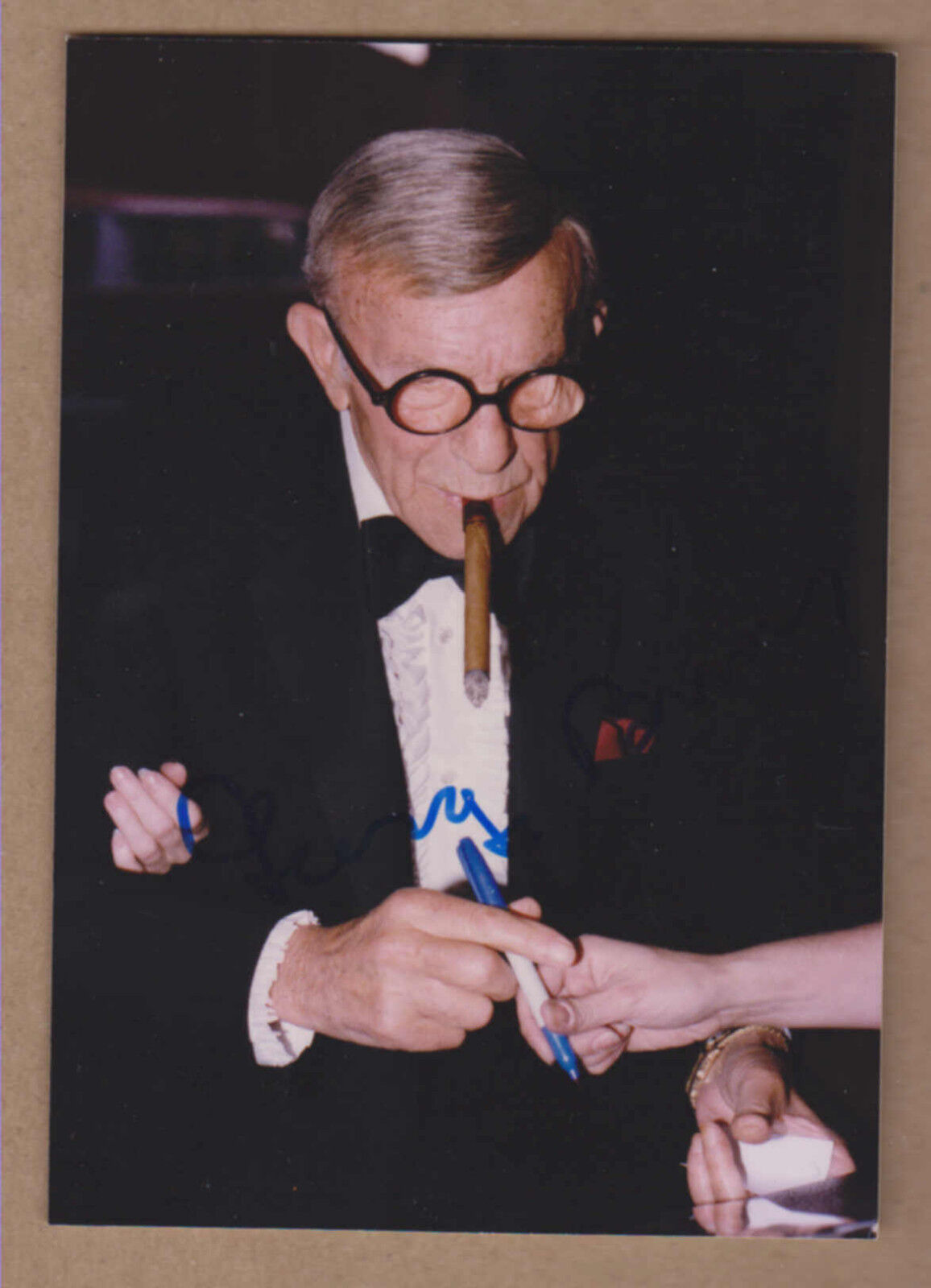 George Burns signed 3.5x5 inches color Photo Poster painting (DEC)-Legendary Comedian