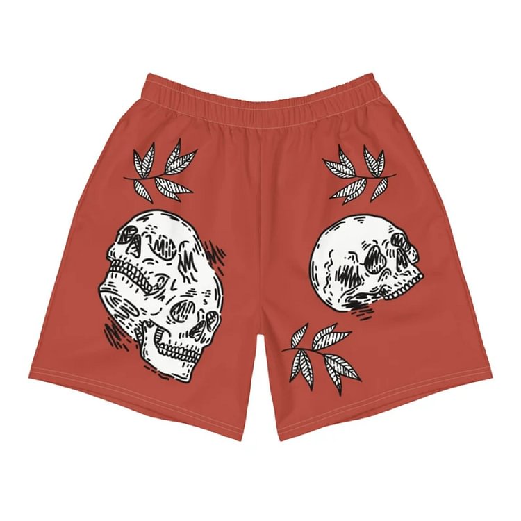 Relaxed Skull Leaf Print Shorts