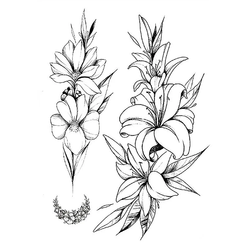 1 PC Fashion Women Girl Temporary Tattoo Sticker Black Roses Design Full Flower Arm Body Art Big Large Fake Tattoo Sticker