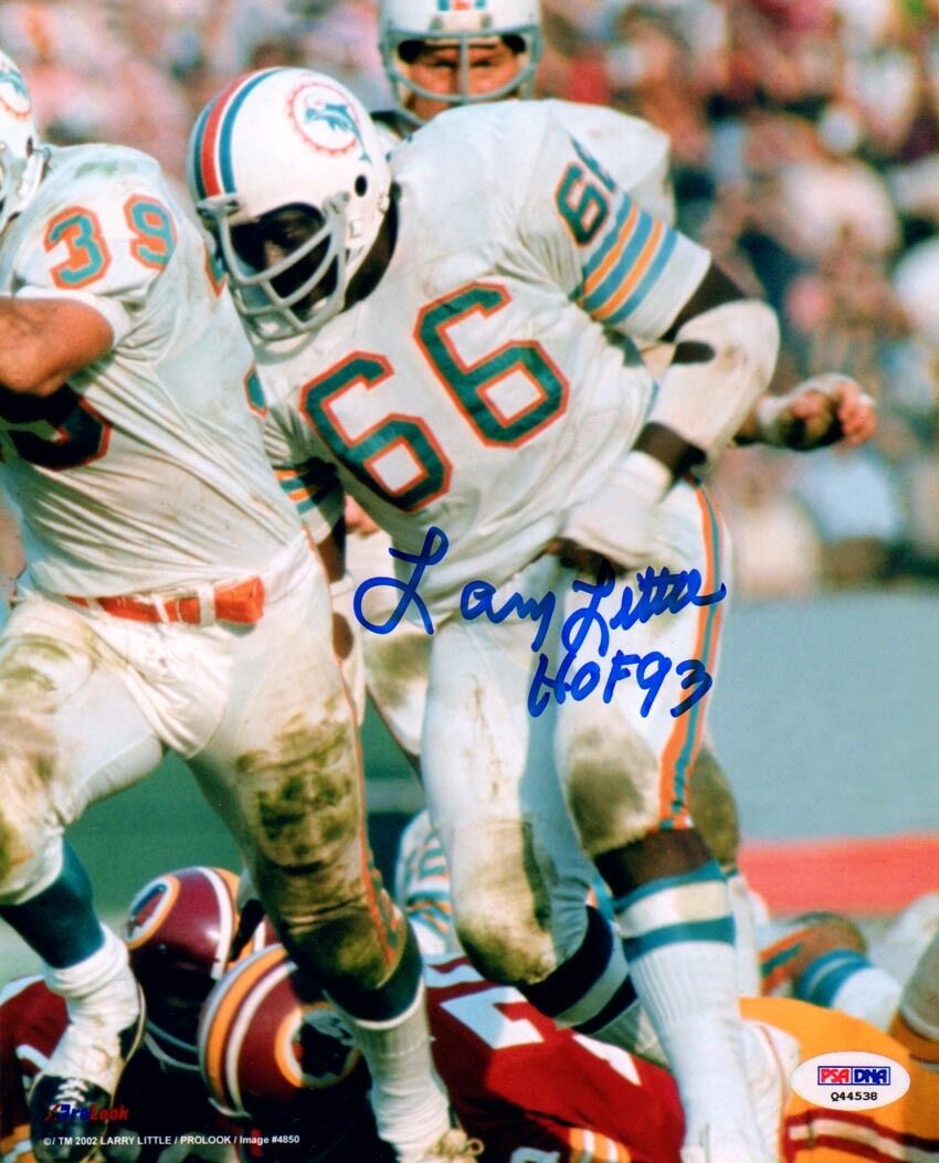 Larry Little SIGNED 8x10 Photo Poster painting + HOF 93 Miami Dolphins PSA/DNA AUTOGRAPHED