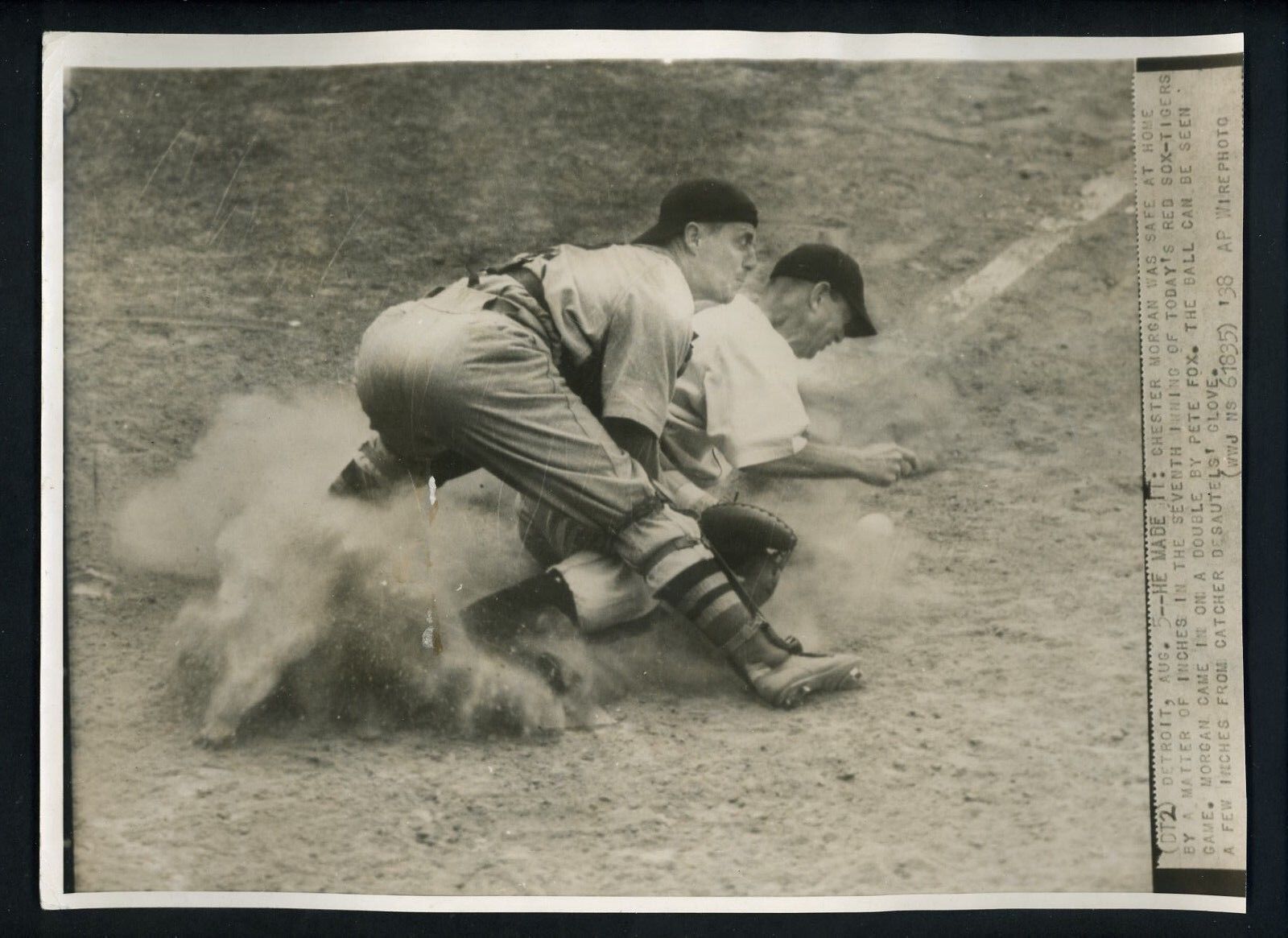 Gene Desautels & Chet Morgan 1938 Press Photo Poster painting Boston Red Sox Detroit Tigers