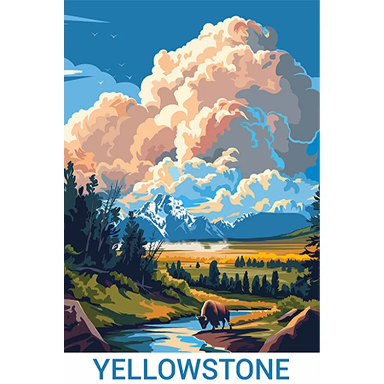 Yellowstone Park 30*45CM (Canvas) Full Round Drill Diamond Painting gbfke