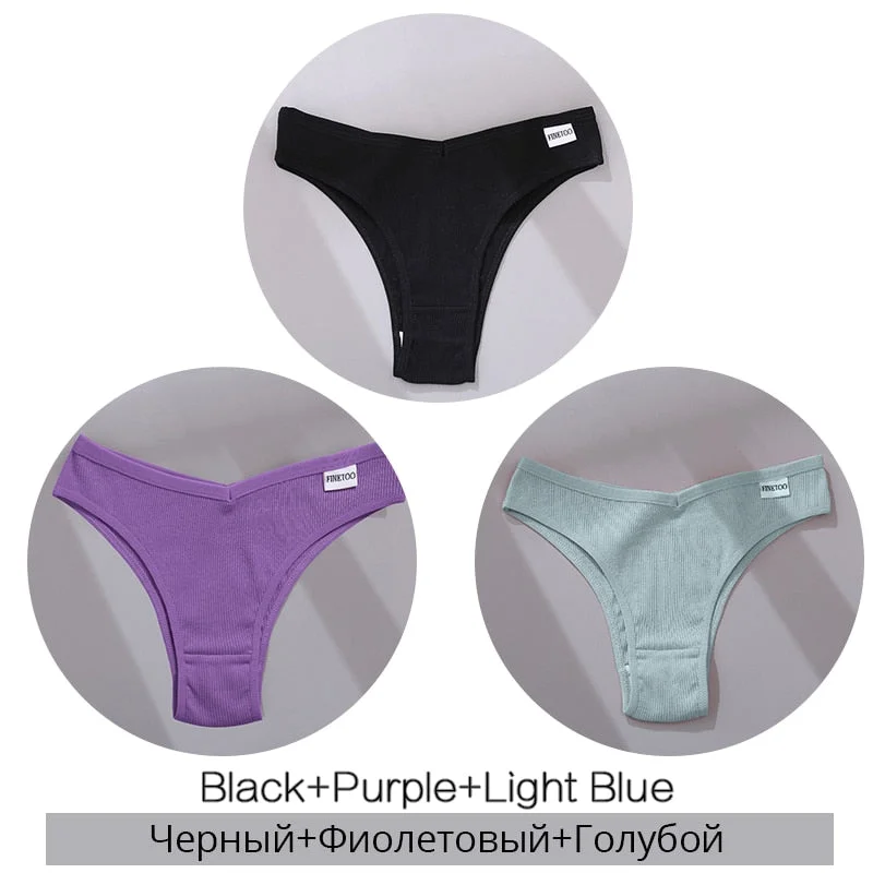 FINETOO Women's Brazilian Panties 3Pcs/set Women Cotton Underpants M-XL Comfortable Underwear Ladies Soft Panty Fast Shipping