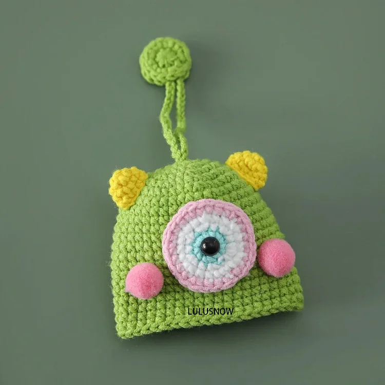 Lulusnow Handmade Green CARTOON Crochet Key Chain Bag Accessories