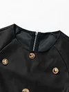 PU Leather Long Sleeve Rivet Fashion Skirt Two-Piece Suit