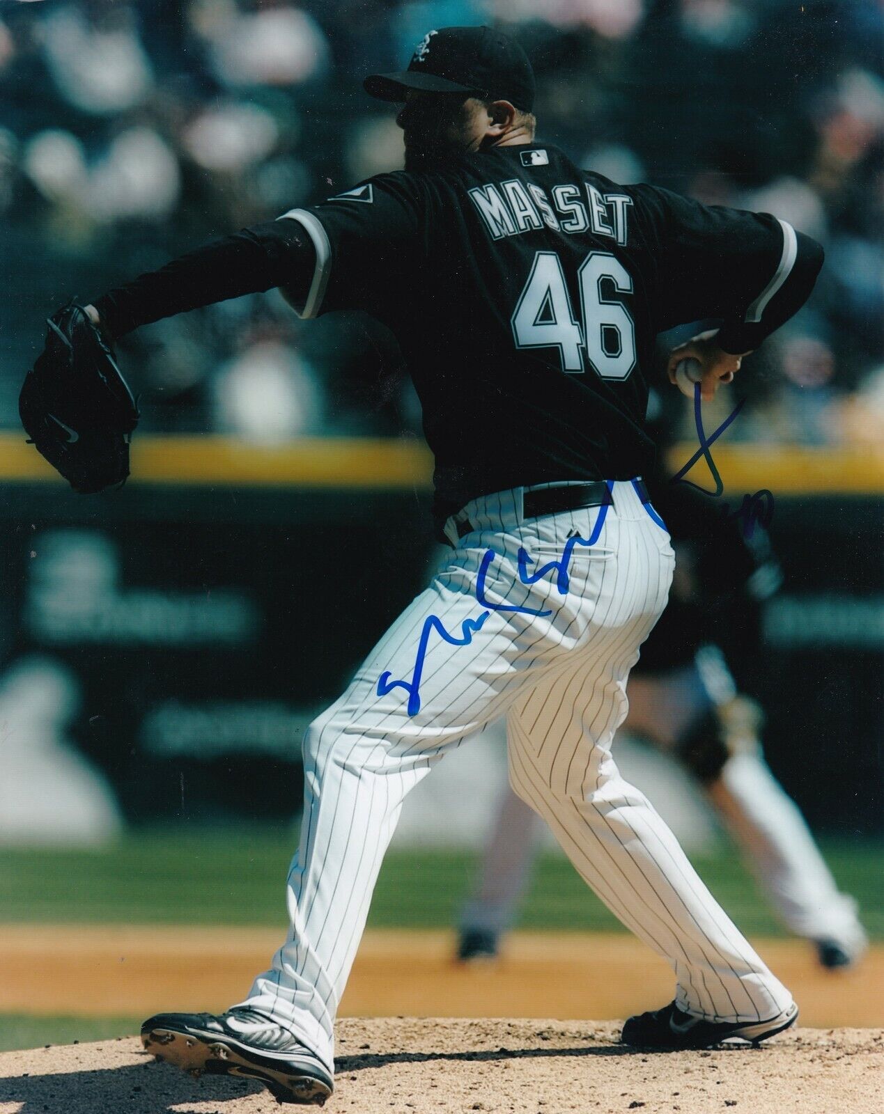 NICK MASSET CHICAGO WHITE SOX ACTION SIGNED 8x10