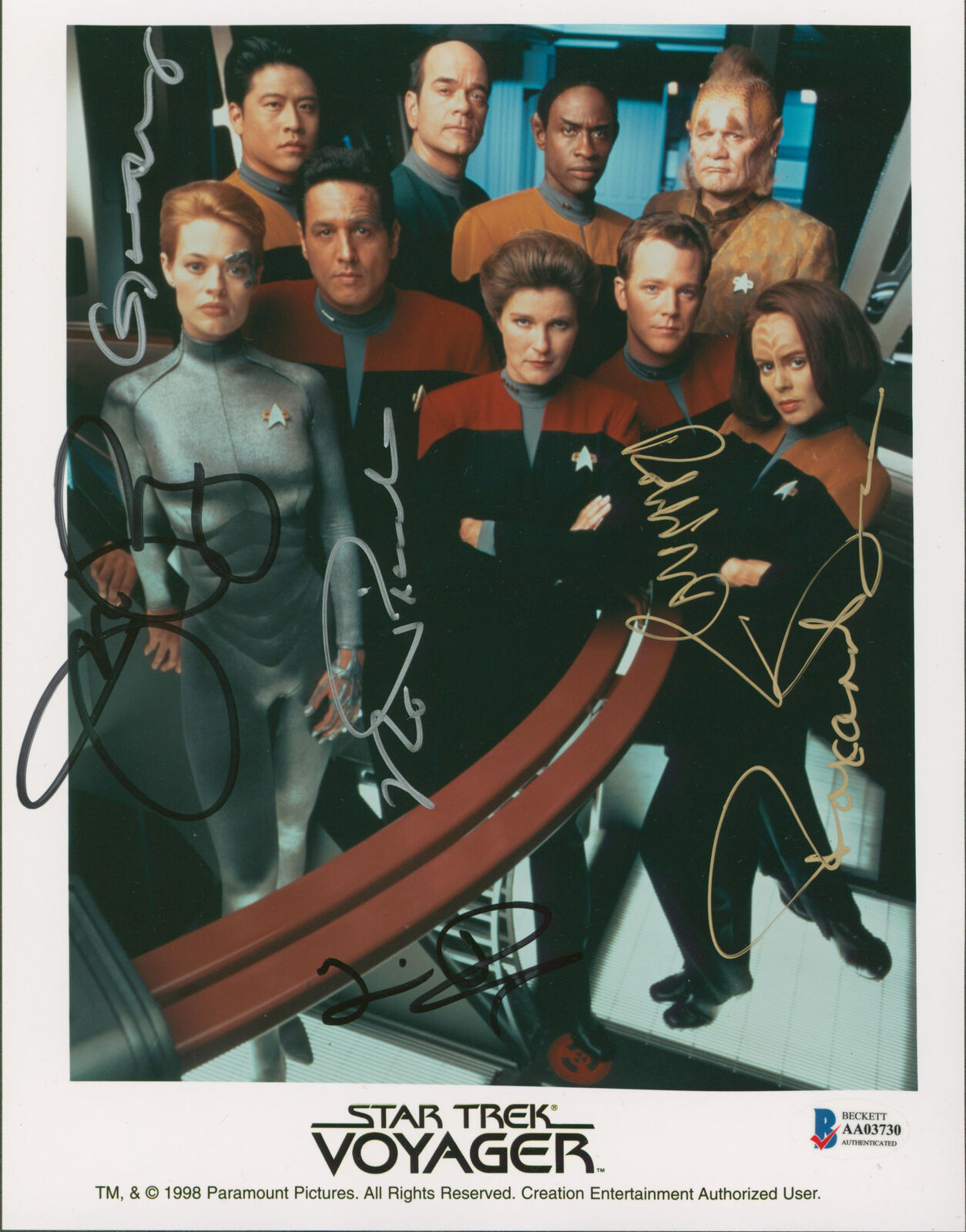 Star Trek Voyager (6) Ryan, Dawson, Russ +3 Authentic Signed 8x10 Photo Poster painting BAS