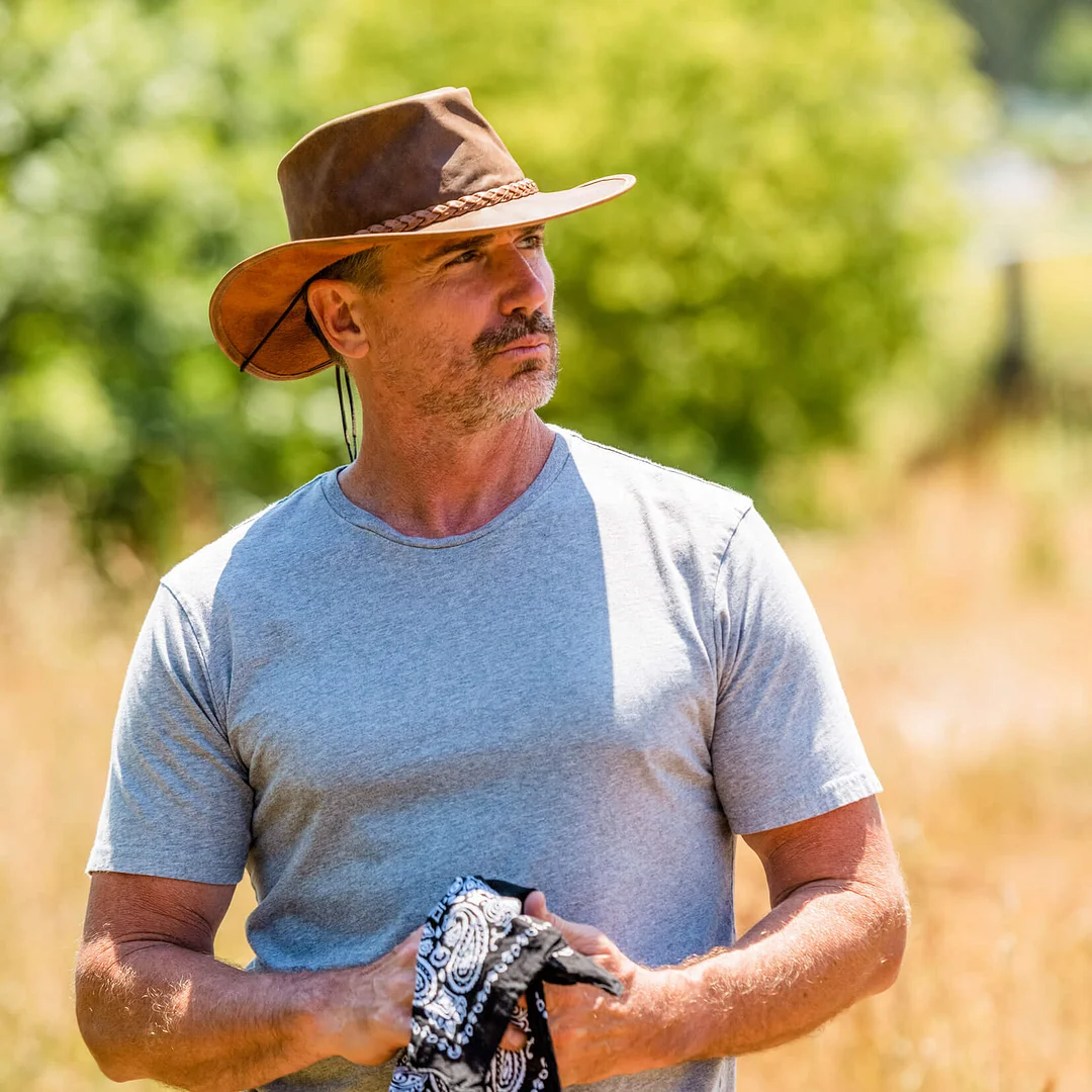 Crusher - Mens Crushable Leather Outback Hat
