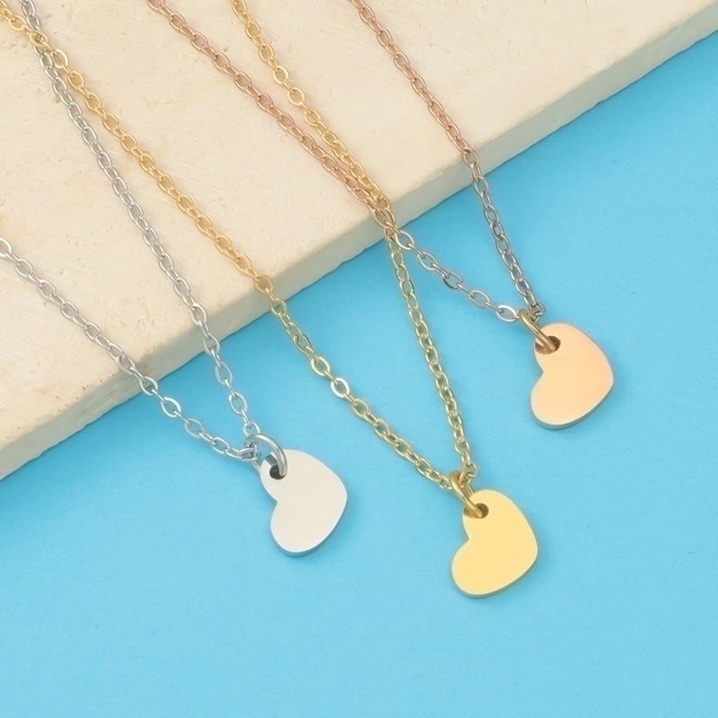 Stainless Steel 18K Gold Plated Minimalist Commute Heart Shape None Pendant Necklace