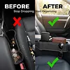 PU Leather Car Seat Organizer with Cup Holders 2 Hooks Auto Console Side Storage Box Universal Fit for Phone Sunglasses Accessories (Black 1Set)