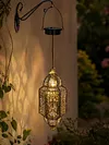 Solar Lantern Outdoor Garden Hanging Light Iron Hollow Design