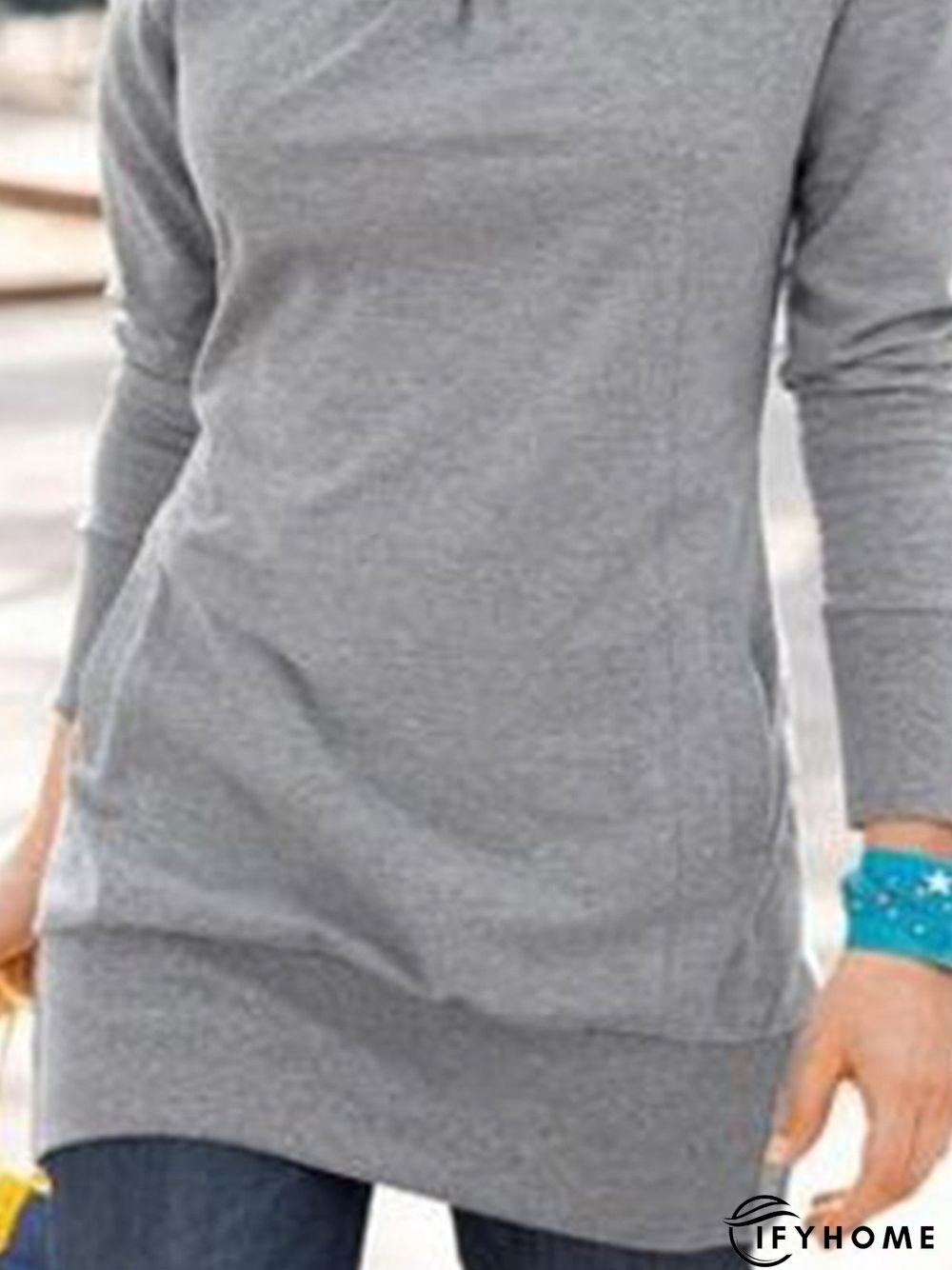 Vintage Plain Long Sleeves Cowl Neck Casual Sweatshirt | IFYHOME