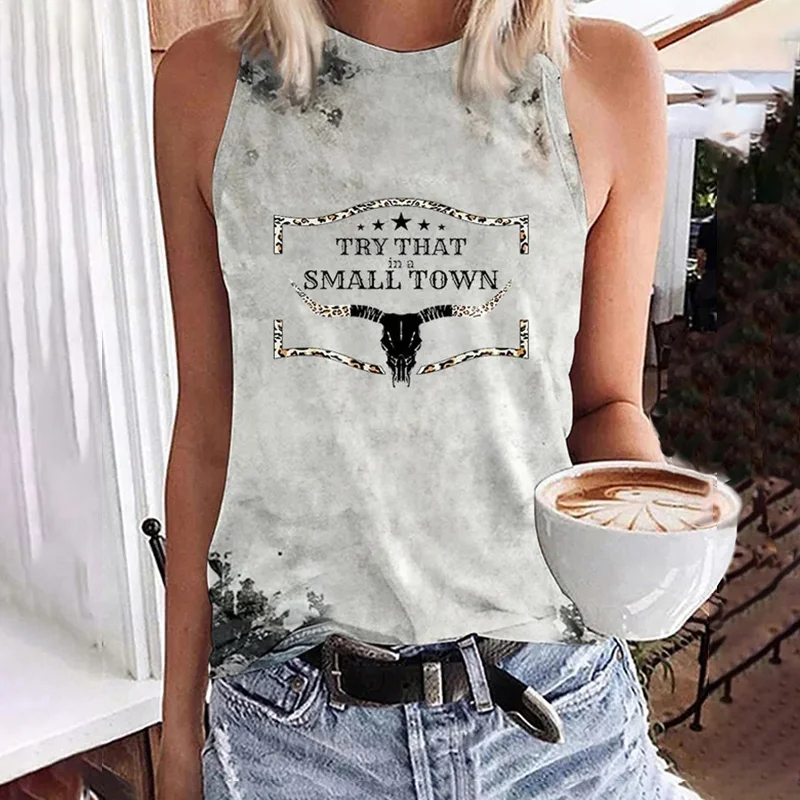 Try That In A Small Town Print Tank Top