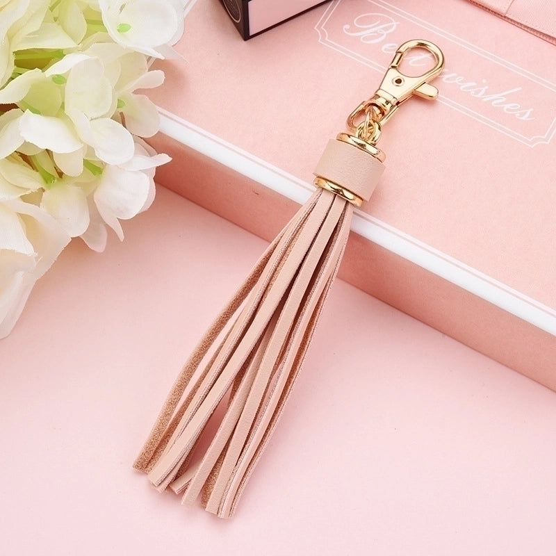 5 Pieces Fashion Tassel Pu Leather Women’S Keychain