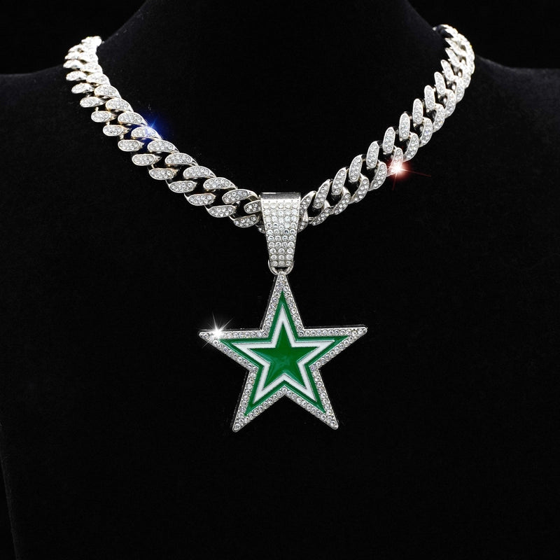 Hip-Hop Star Zinc Alloy Enamel Inlay Rhinestones Unisex Pendant Necklace