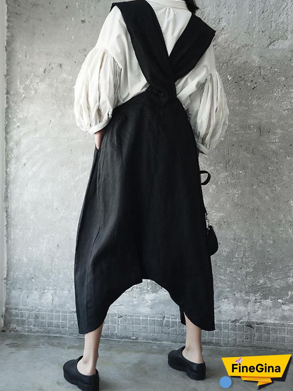 Solid Linen Loose Harem Pants