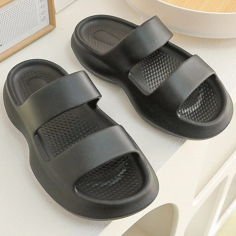 Summer Women Flip Flops Slippers Solid Thick EVA Platform Non-Slip Heel Sandals Home Outdoor Beach Couples Men's Ladies Shoes