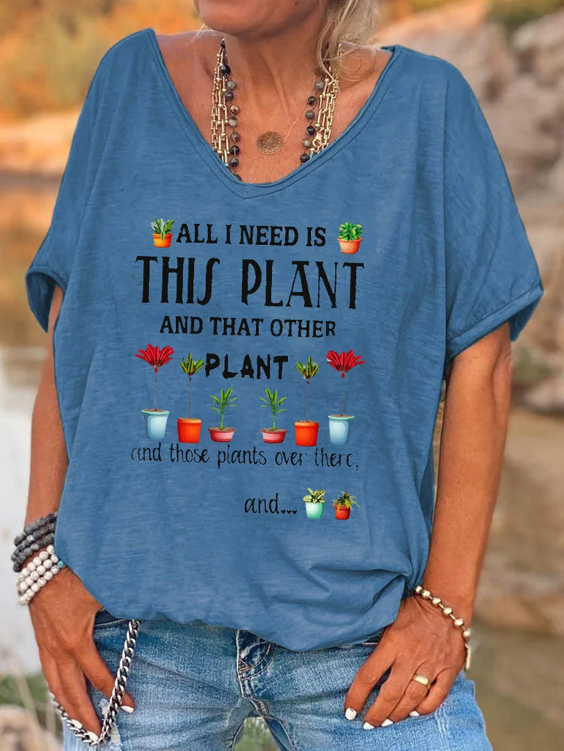 Short Sleeve Loose Women's Funny Plant Lover Letter Letter Printed T-shirt