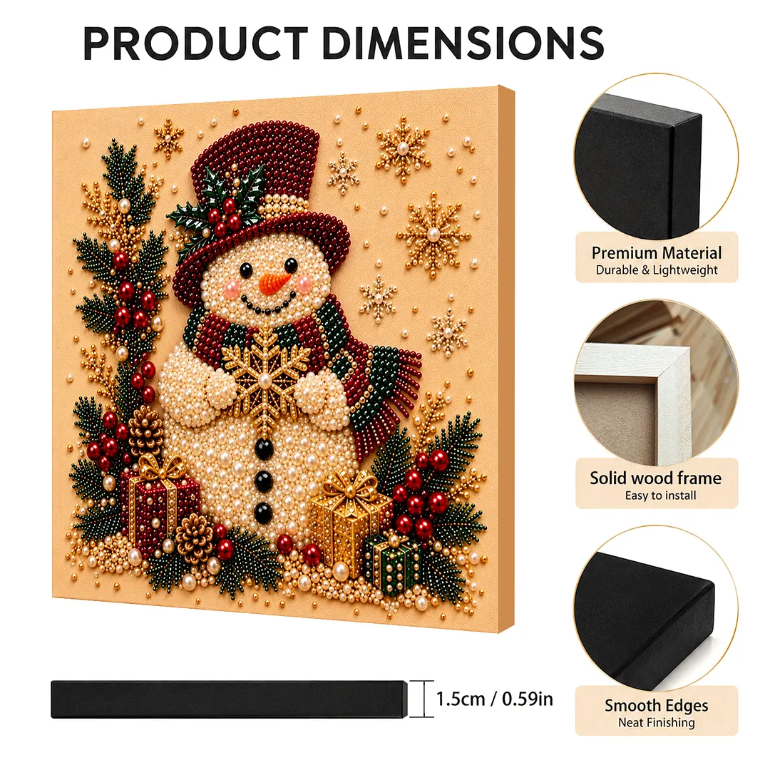 Framed Pearl Painting Kit Snowman Red Hat 7.87x7.87in