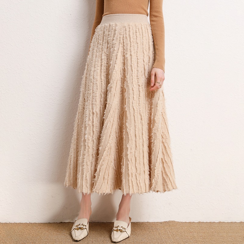 Hight Waist A-Line Cashmere Skirt REAL SILK LIFE