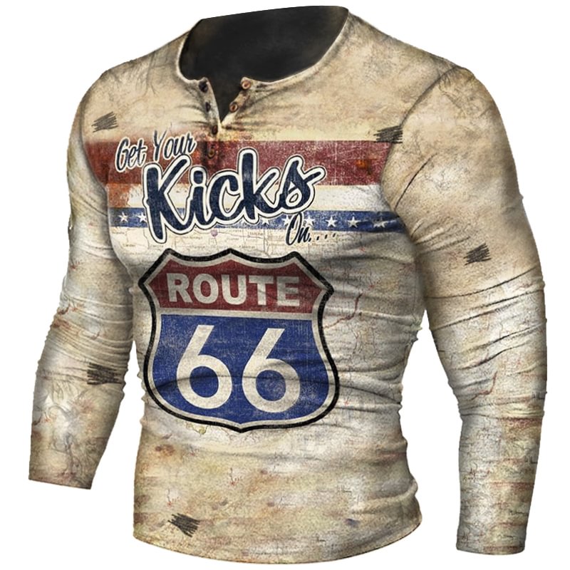 Men's Route 66 Retro Printed Outdoor Sports Top-Compassnice®