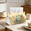 (25cm)Peacock PU DIY Diamond Painting Tissue Box for Beginners Adults Home