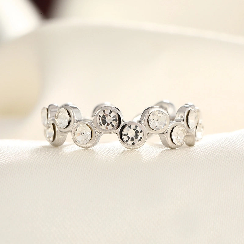 2 Pieces Modern Style Classic Style Geometric Leaf Heart Shape 304 Stainless Steel Zircon 18K Gold Plated Plating Open Rings