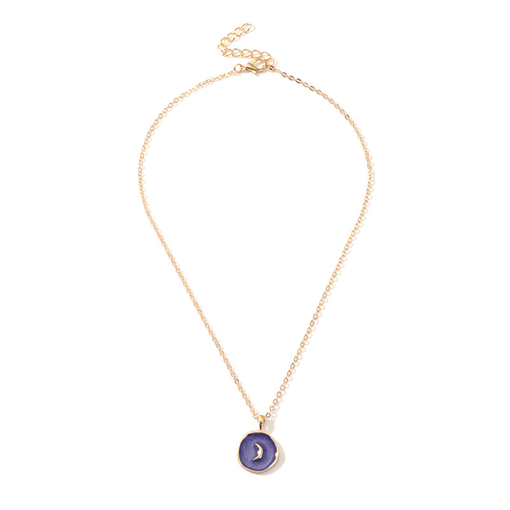 

Simple Stars Moon Pendant Necklace Oil Drop Choker Female Jewelry -Purple, 501 Original