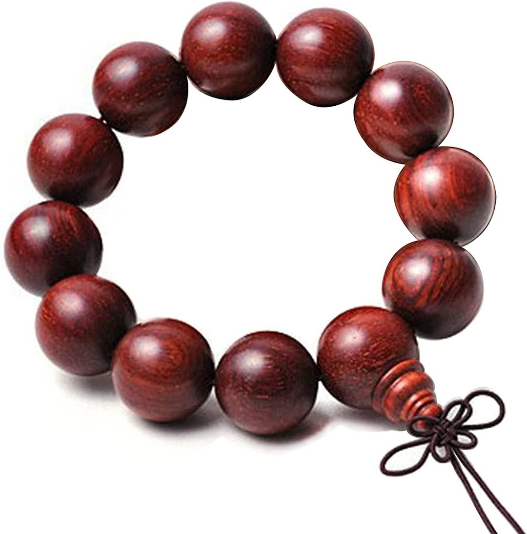 JAJAFOOK Indian Iobular Red Sandalwood 18mm Beads/ Tibetan Buddhist Rosary Prayer Mala Bracelet