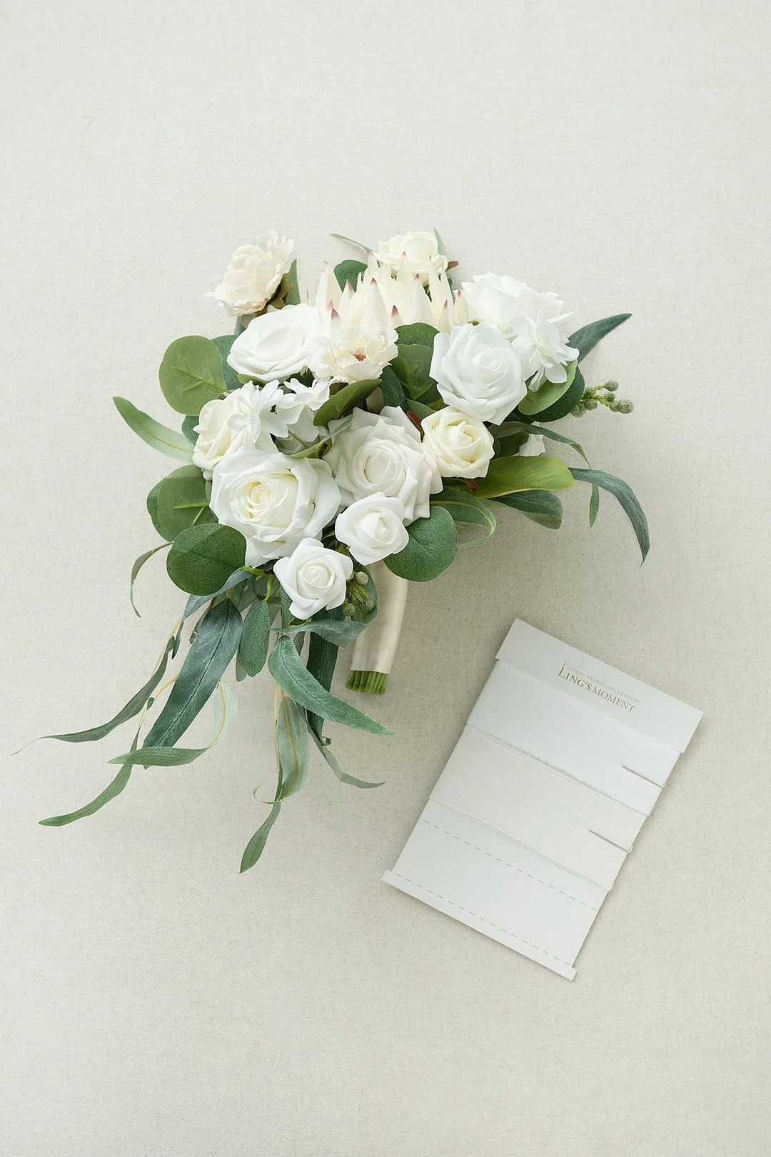 Mirco Cascade Bridal Bouquet in Natural Whites