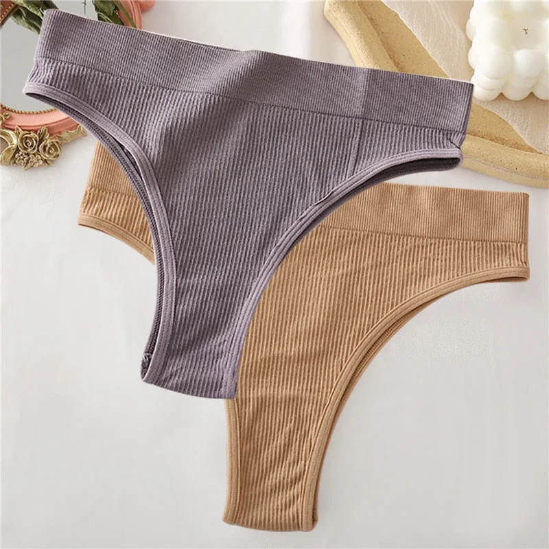 2PCS/Set Sexy Thong Panties Women's Underwear G-String Female Underpants Seamless Briefs Intimates Sexy Lingerie T-Back Pantys