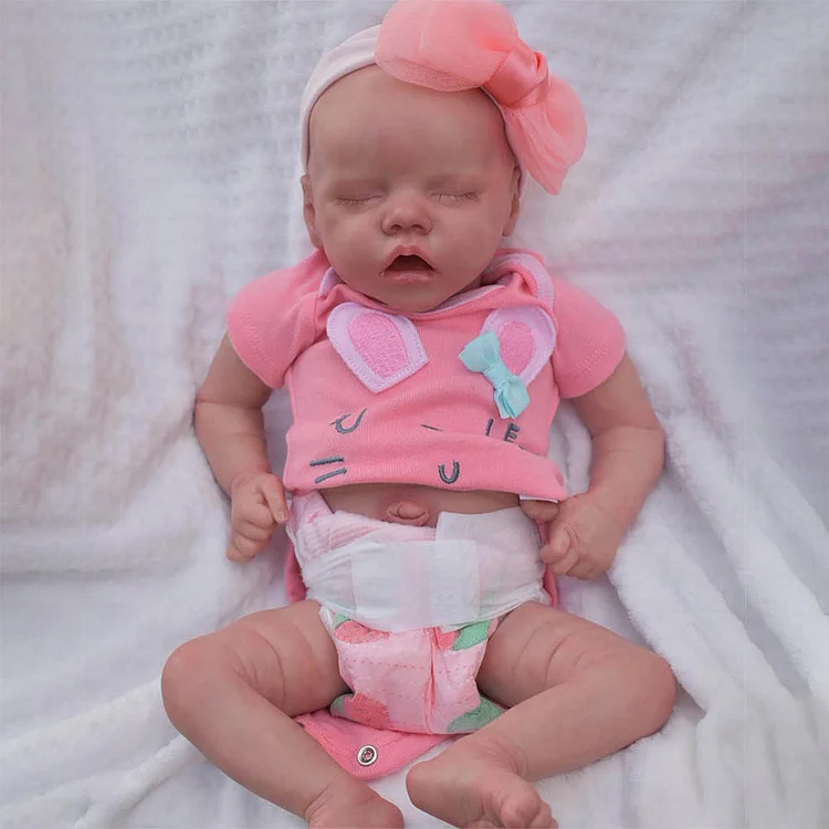 17" Lifelike Handmade Sweet Sleeping Reborn Girl Dolls Named Tabitha Rebornartdoll® RSAW-Rebornartdoll®