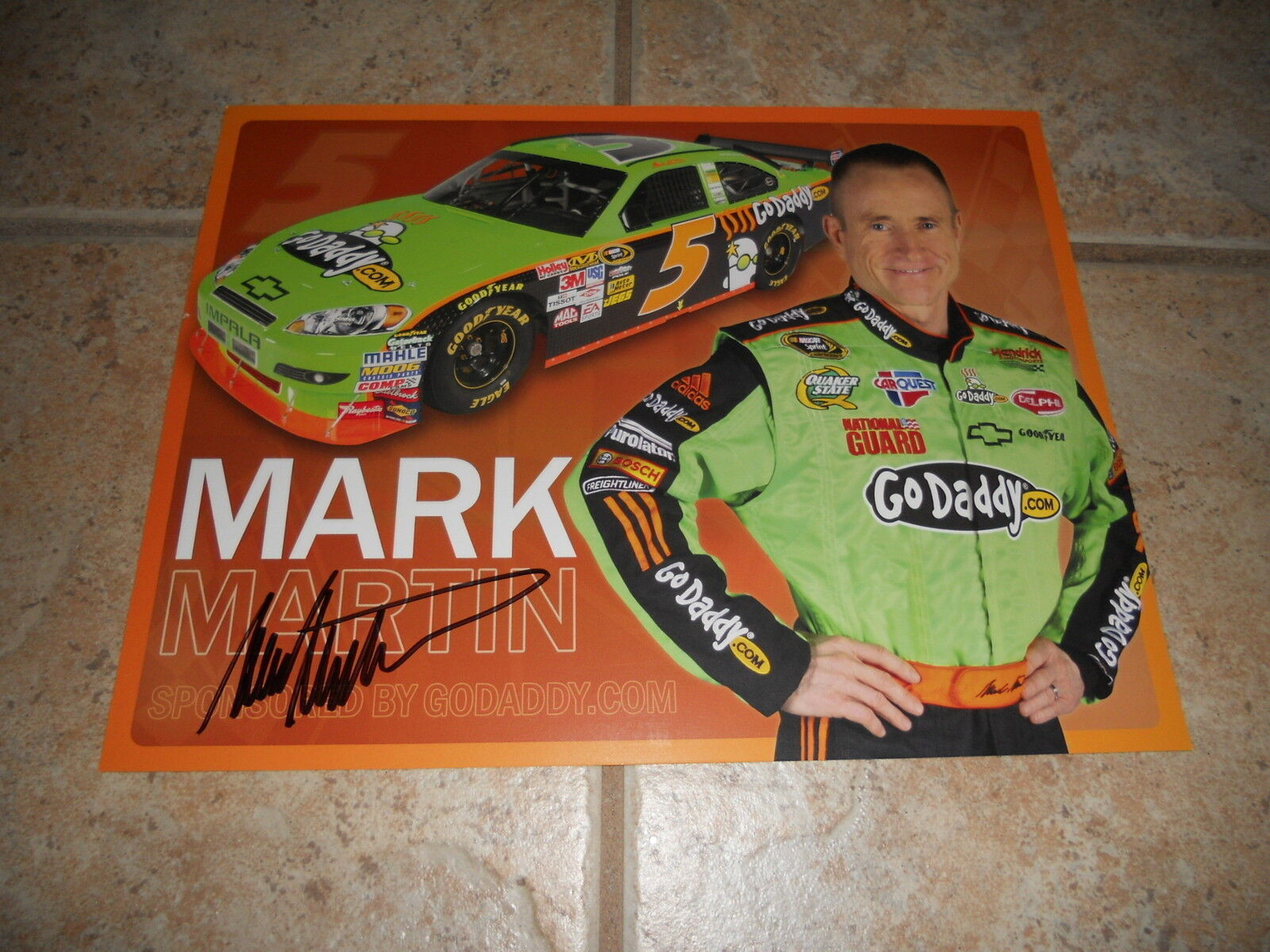 Mark Martin Nascar Go Daddy Autographed 8.5x11 Photo Poster painting Guaranteed #1