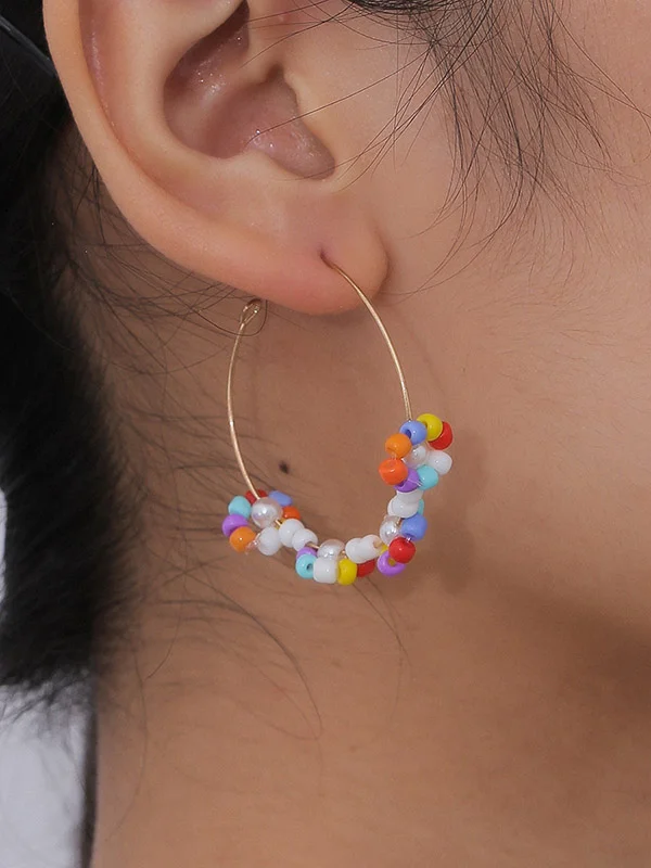 Retro Ethnic Style Beads Decorate Flower Earrings